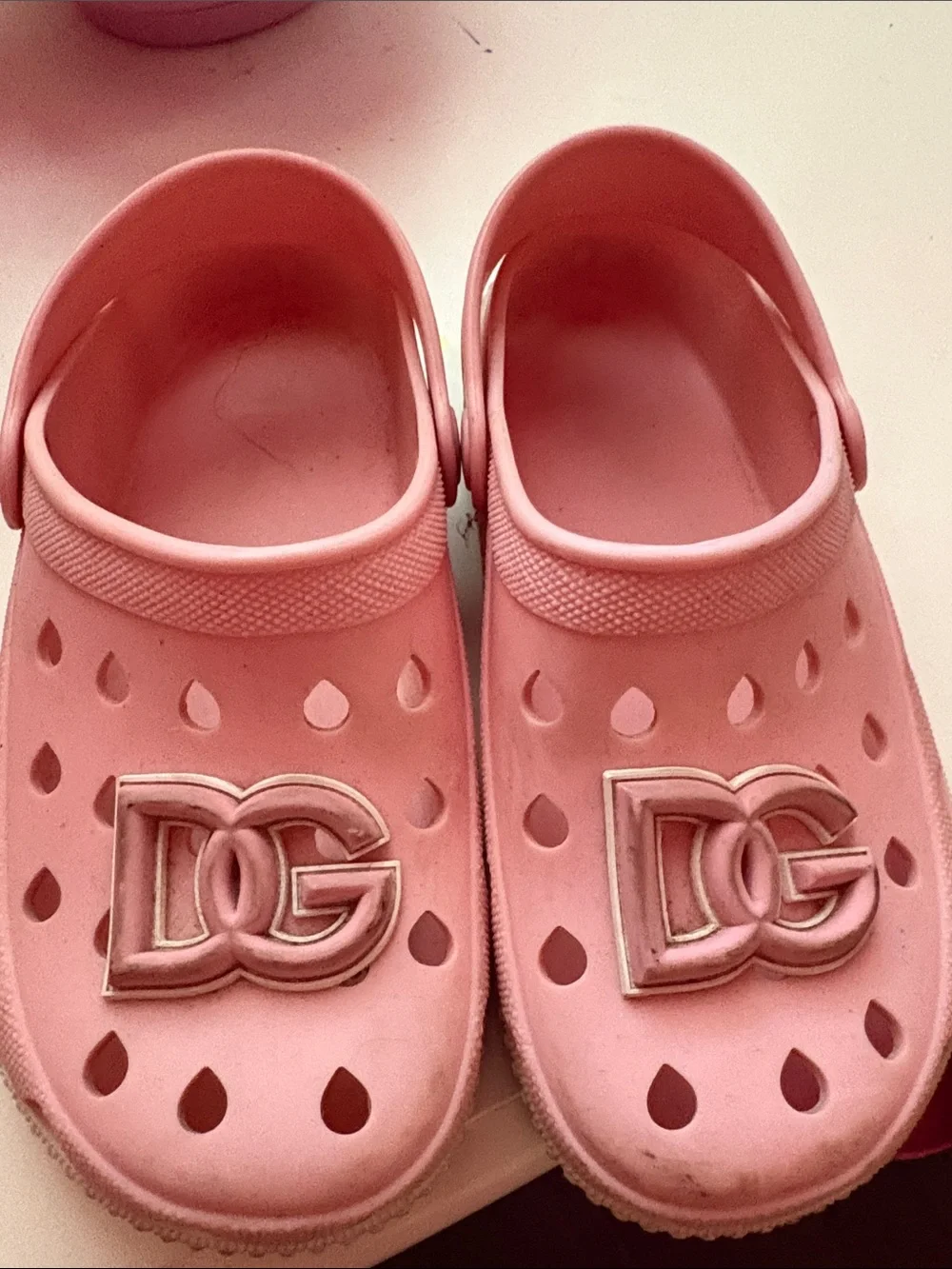 Dolce & Gabbana Kids Pink Slip-On Clogs with DG Emblem